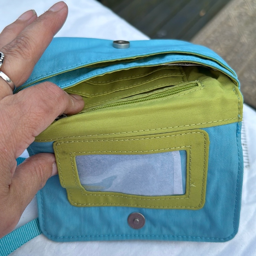 Baggallini Blue Crossbody Bag with Flap Closure and Metallic Detail - Picture 7 of 10